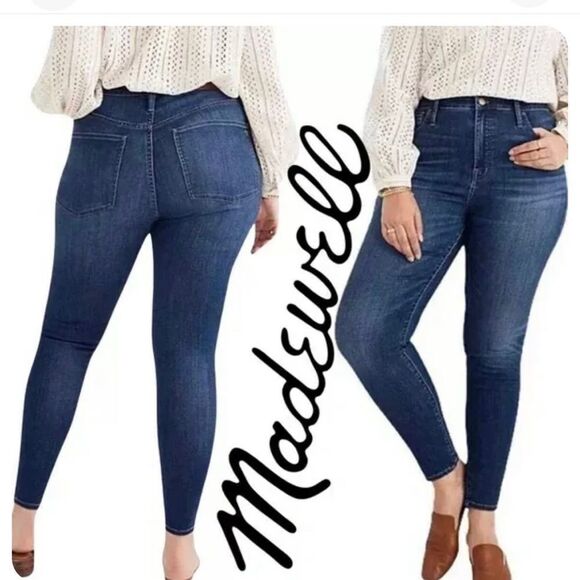 Madewell 9" Mid-Rise Skinny Denim Magic Stretch Jean in Wash L9933 Size 37 - Picture 1 of 13
